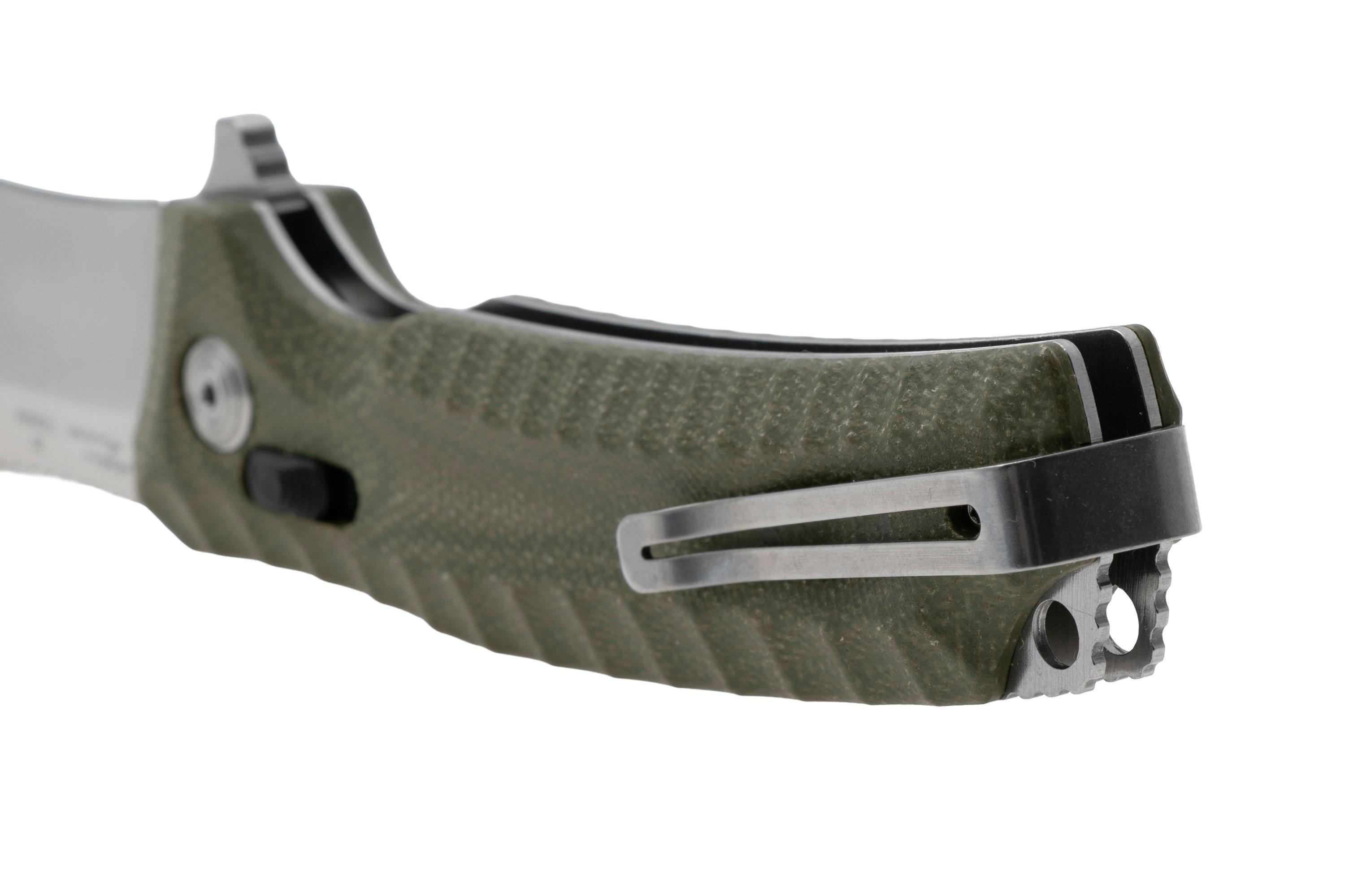 SOG Hidaka XR 12-27-09-57 Satin Cryo 3V, Green Micarta, pocket