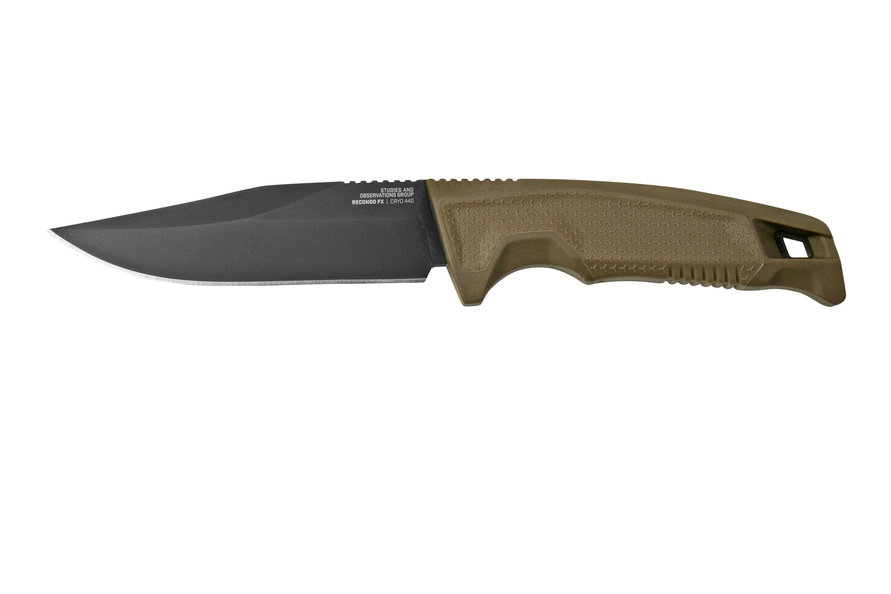 SOG Recondo Fx Fixed Blade Knife FDE Green Rubber Handle