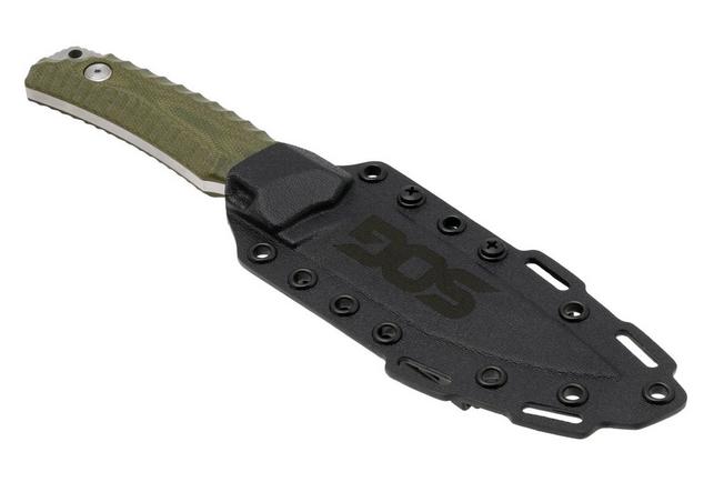 Bild für SOG Hidaka FX 17-27-01-57 Satin CPM 3V, Green Micarta Fahrtenmesser, Kiku Matsuda Design