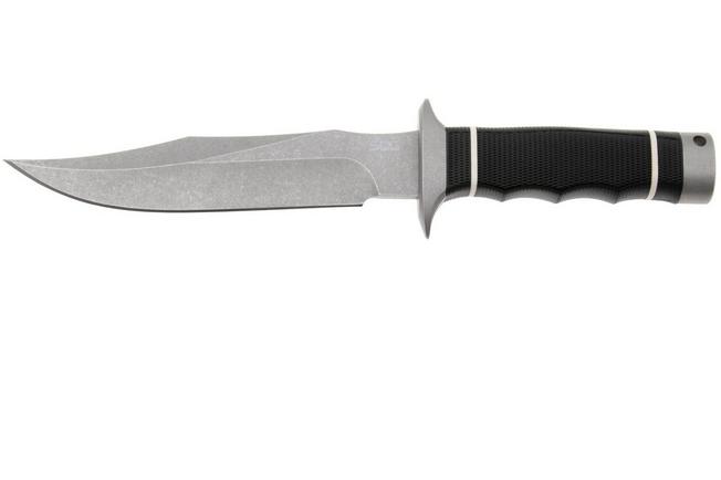Afbeelding voor SOG Tech Bowie S11B-BX, Stonewashed AUS-8, Black Kraton vaststaand mes