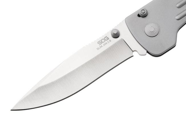 Afbeelding voor SOG SlimJim 2.0 SJ41-CP Satin Blade, Bead Blasted Stainless Handle, assisted zakmes