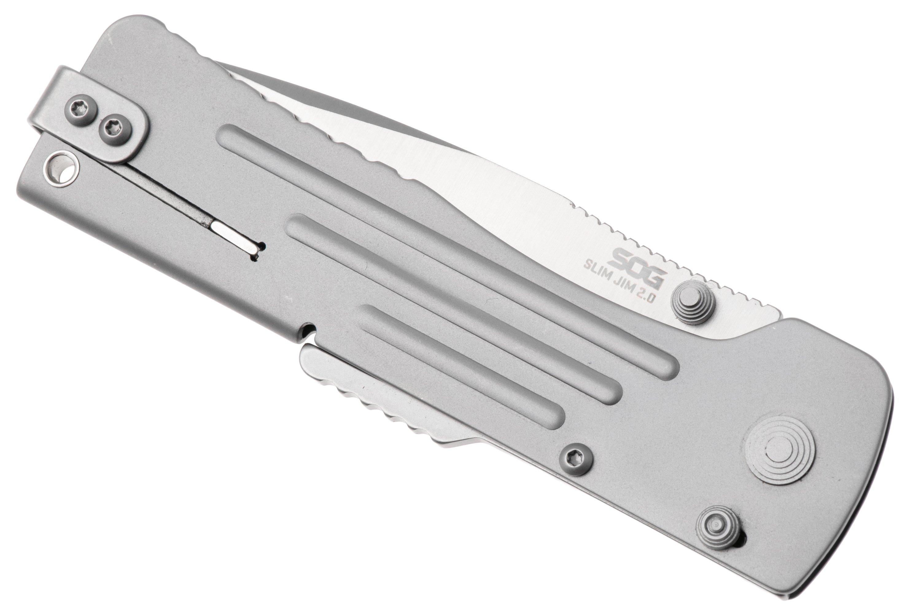 SOG SlimJim 2.0 SJ41-CP Satin Blade, Bead Blasted Stainless Handle