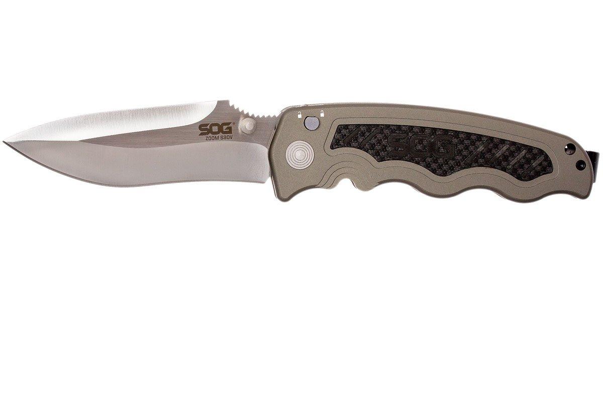 SOG Zoom S30V Carbon Fiber ZM1018BX pocket knife Advantageously
