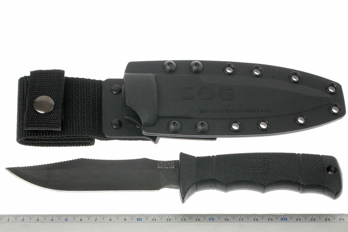 SOG Seal Pup Elite plain edge black, Kydex | Advantageously 