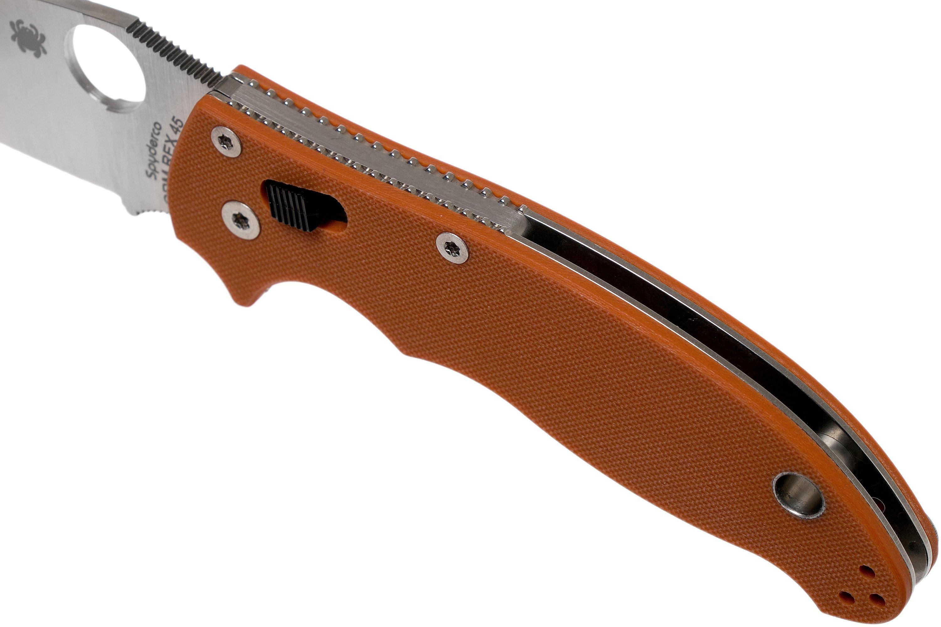 Spyderco Manix 2 REX45 Burnt Orange C101GPBORE2 Sprint Run pocket