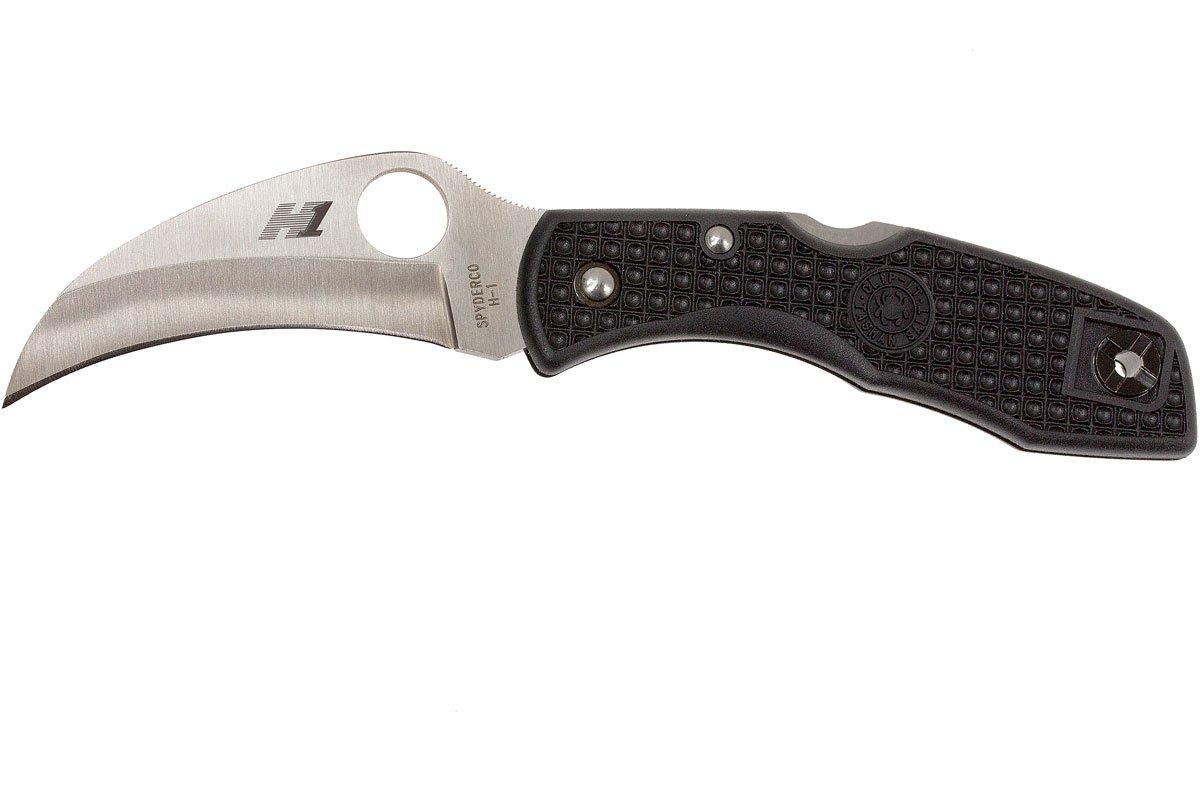 Spyderco Tasman Salt H1 black, plain edge C106PBK pocket knife ...