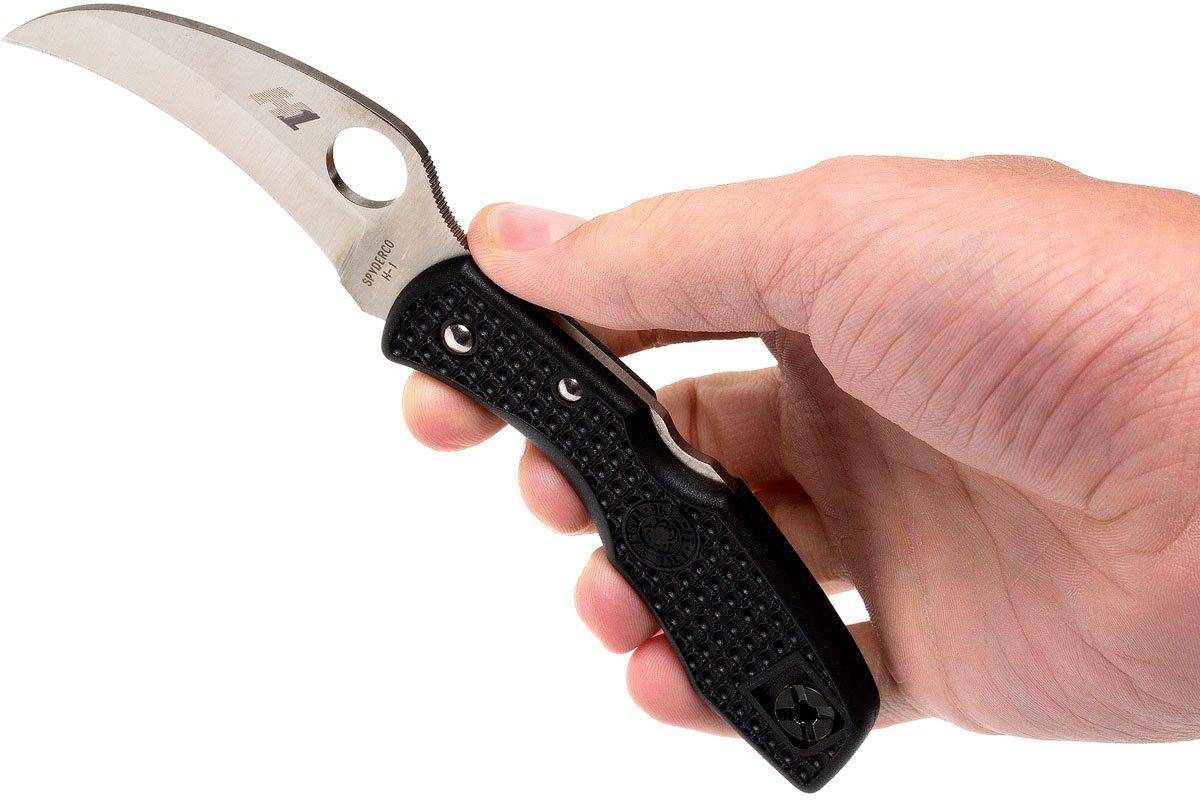 Spyderco Tasman Salt H1 black, plain edge C106PBK pocket knife ...