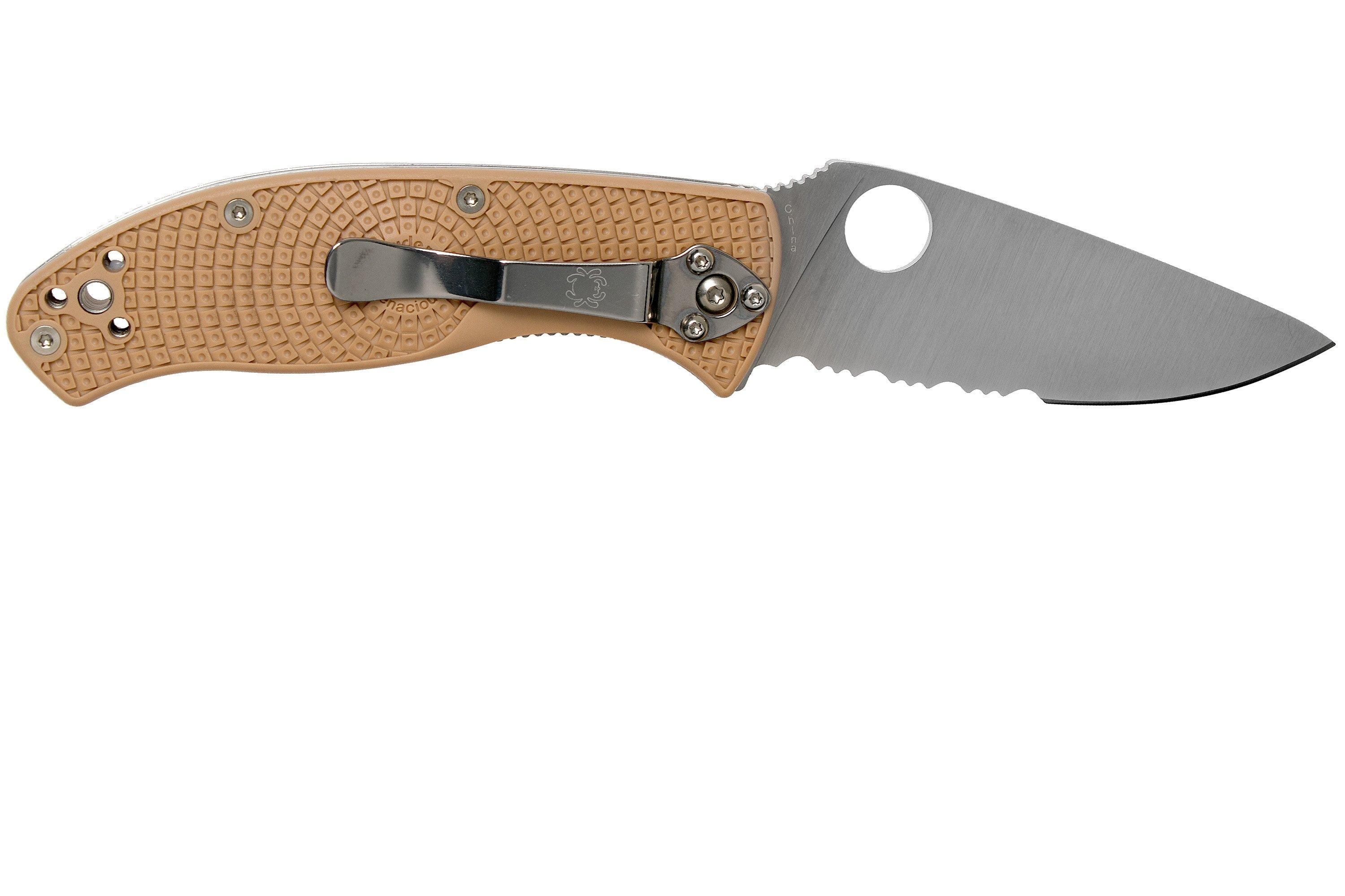 Spyderco Tenacious Lightweight Tan C122PSTN FRN Teilwellenschliff ...