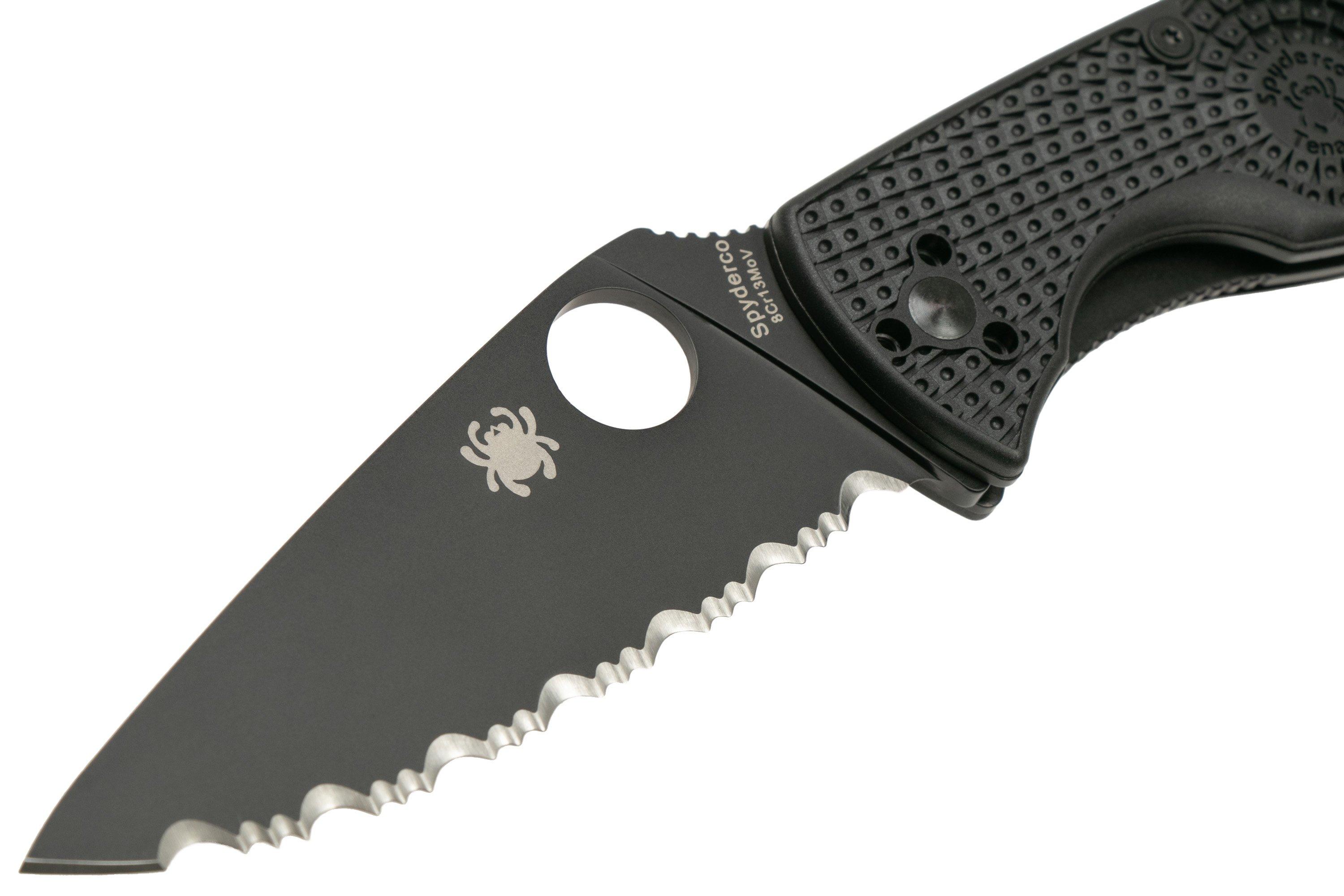 Spyderco Tenacious Lightweight Black C122SBBK FRN serrated pocket knife