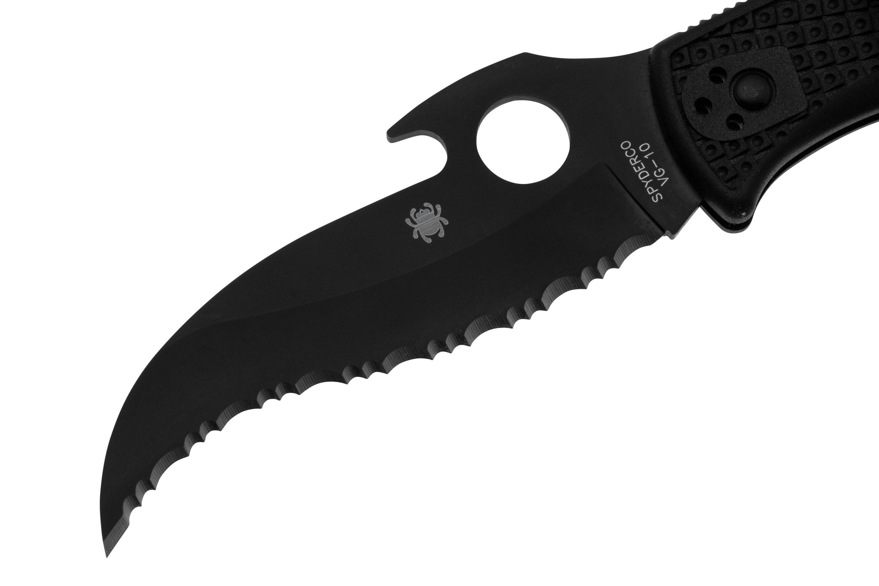 Spyderco Matriarch 2 Emerson Opener Black C12SBBK2W Black FRN, serrated ...
