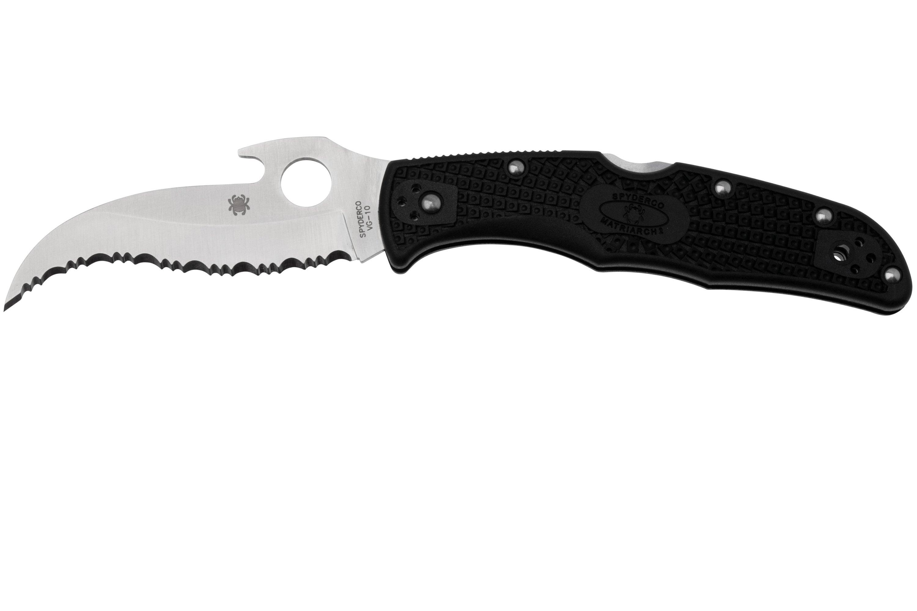 Spyderco Matriarch 2 Emerson Opener C12SBK2W Black FRN, serrated zakmes