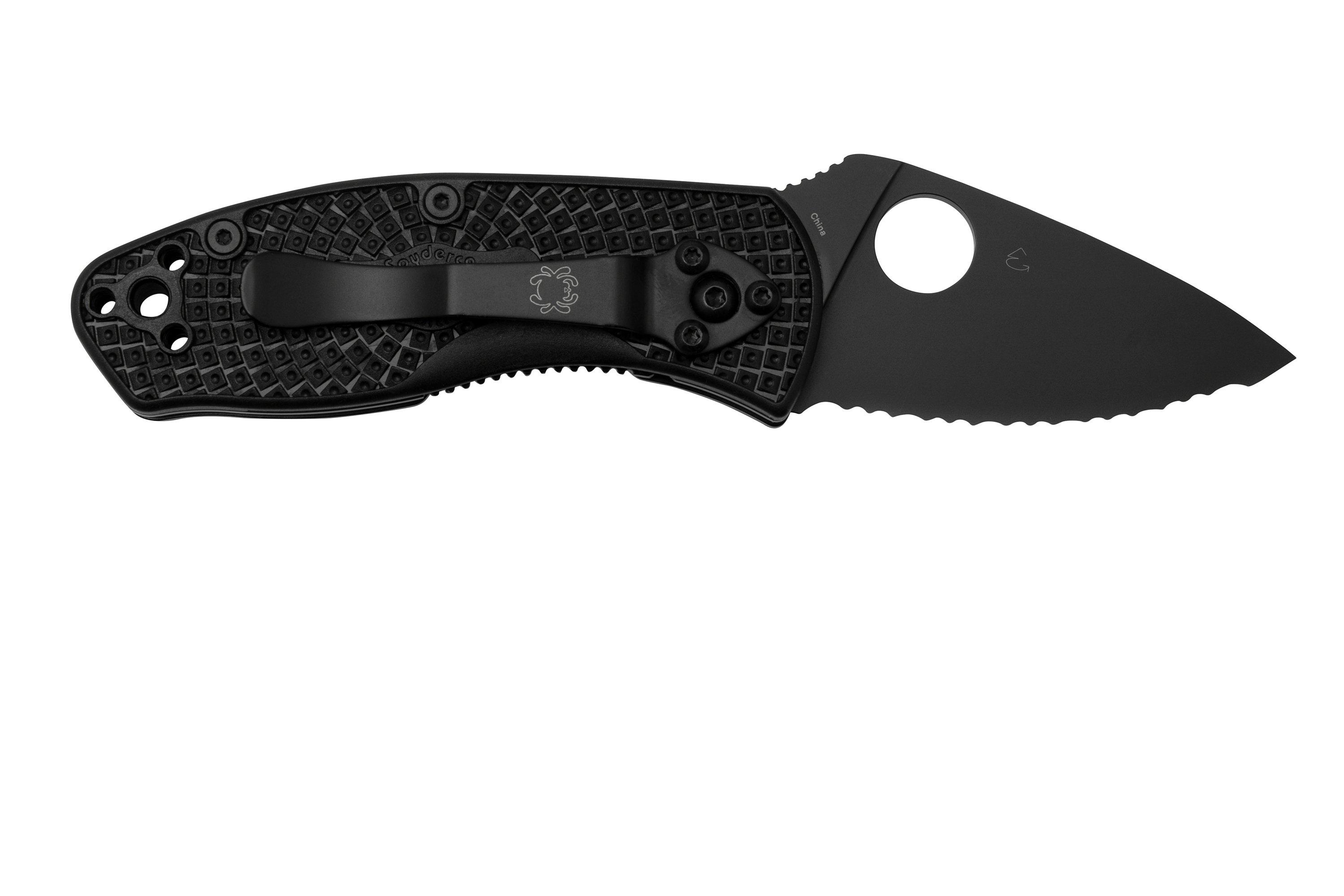 Spyderco Ambitious Lightweight Black C148SBBK serrated pocket knife