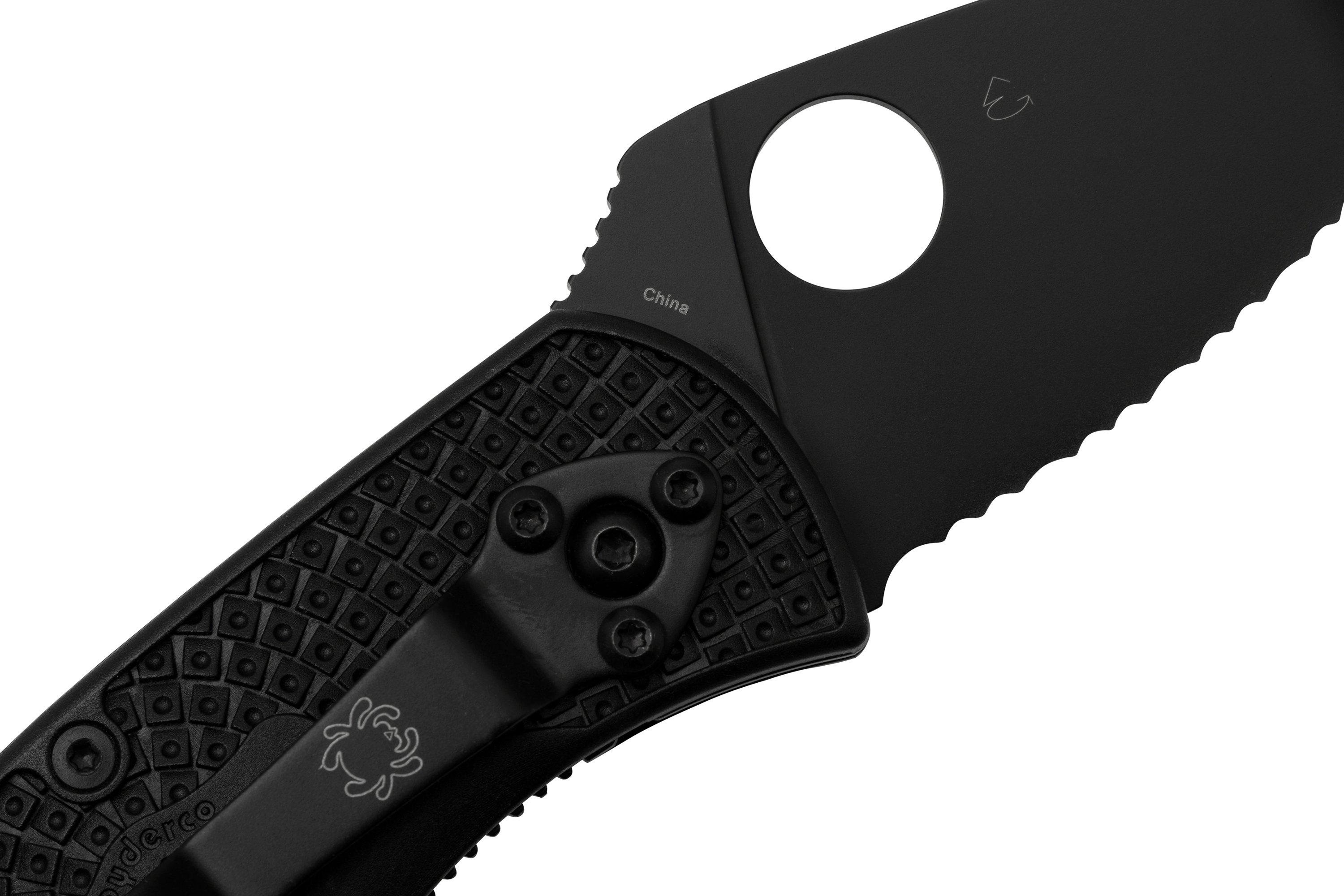 Spyderco Ambitious Lightweight Black C148SBBK serrated pocket knife