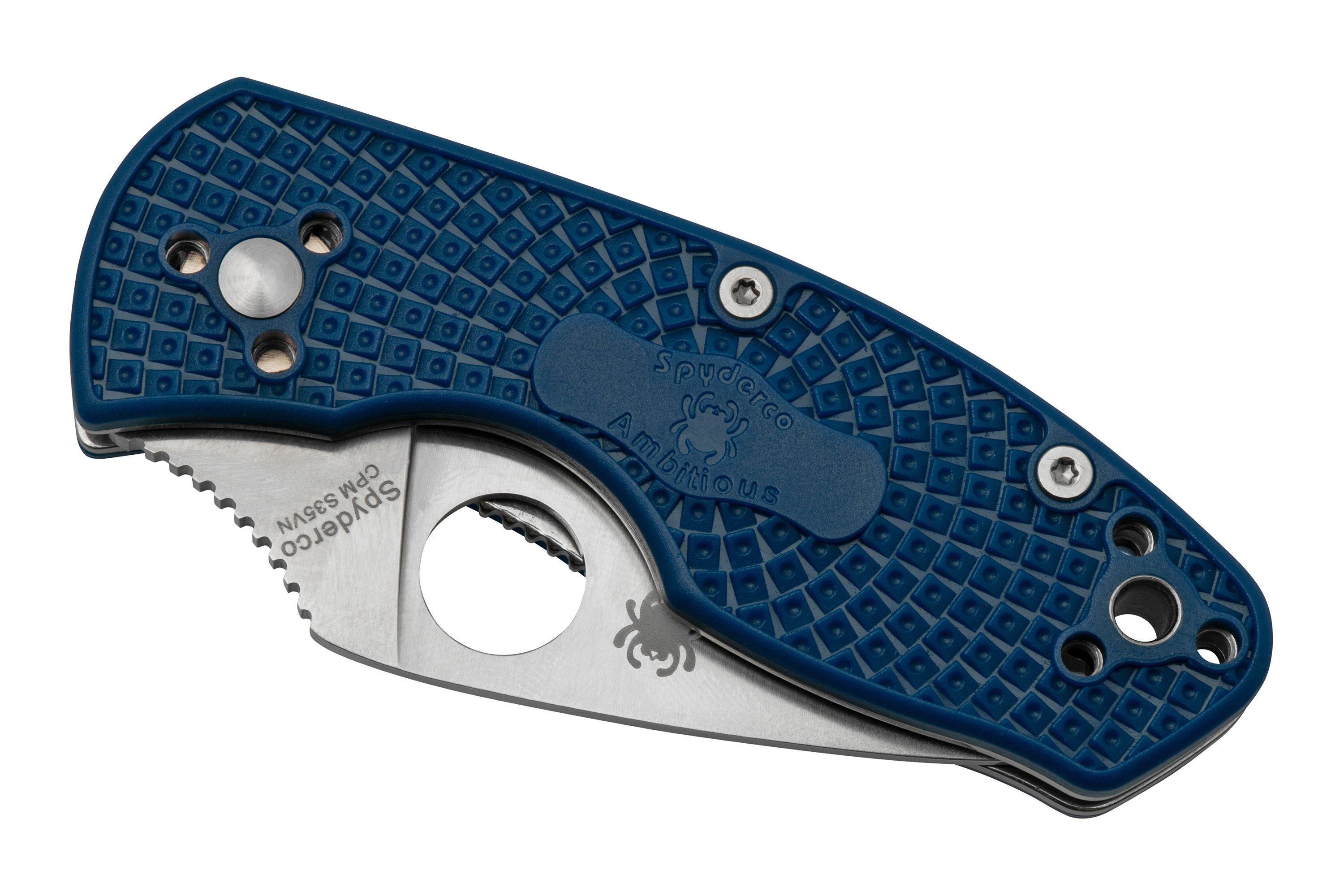 Spyderco Ambitious Lightweight S35VN Blue C148SBL serrated pocket