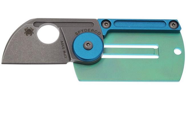 SPYDERCO New Aluminum/Titanium Dog Tag Folder Plain Edge S30V Blade Knife/Knives 