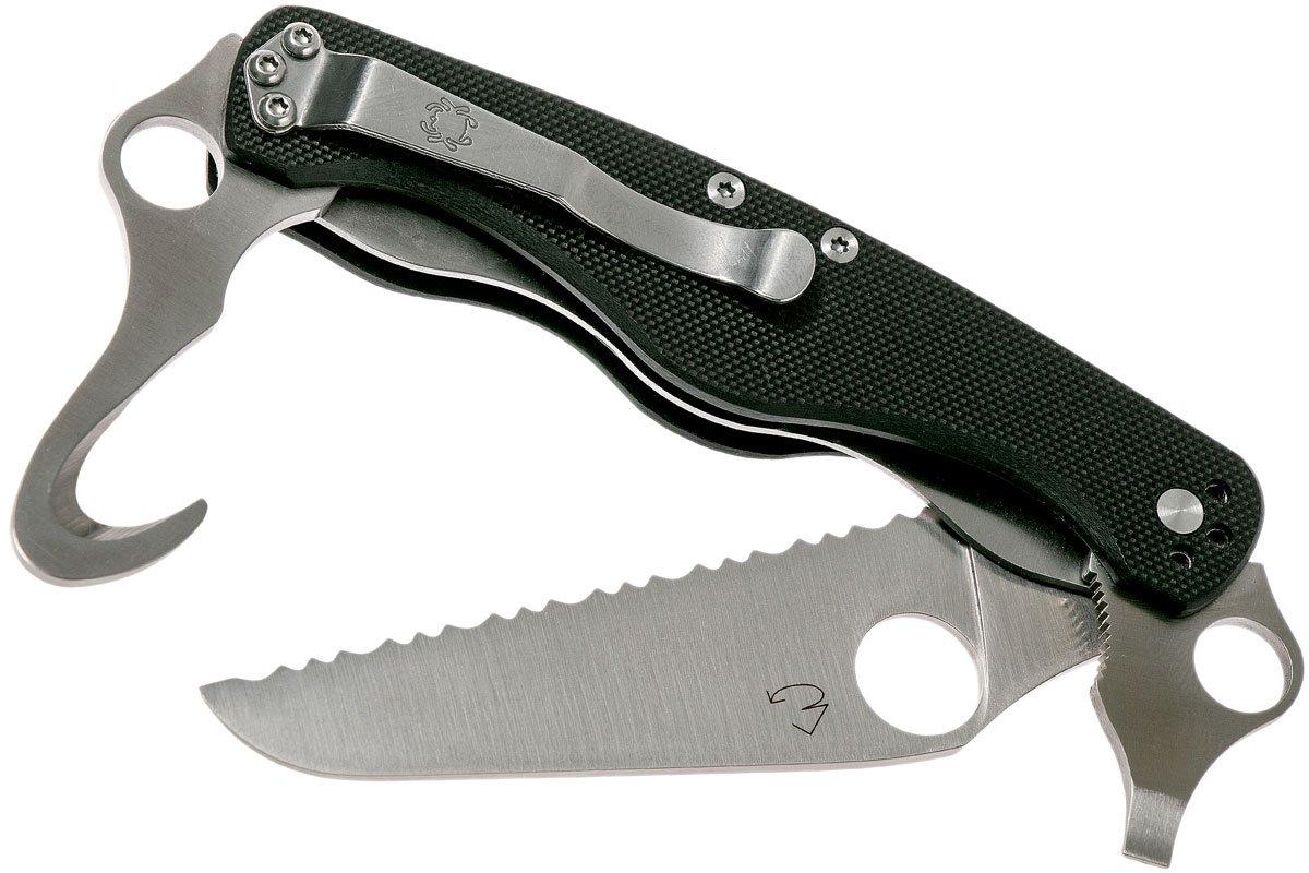 Spyderco Rescue 3 Lightweight Knife (Black) with Double-Sided Folding  Sharpener