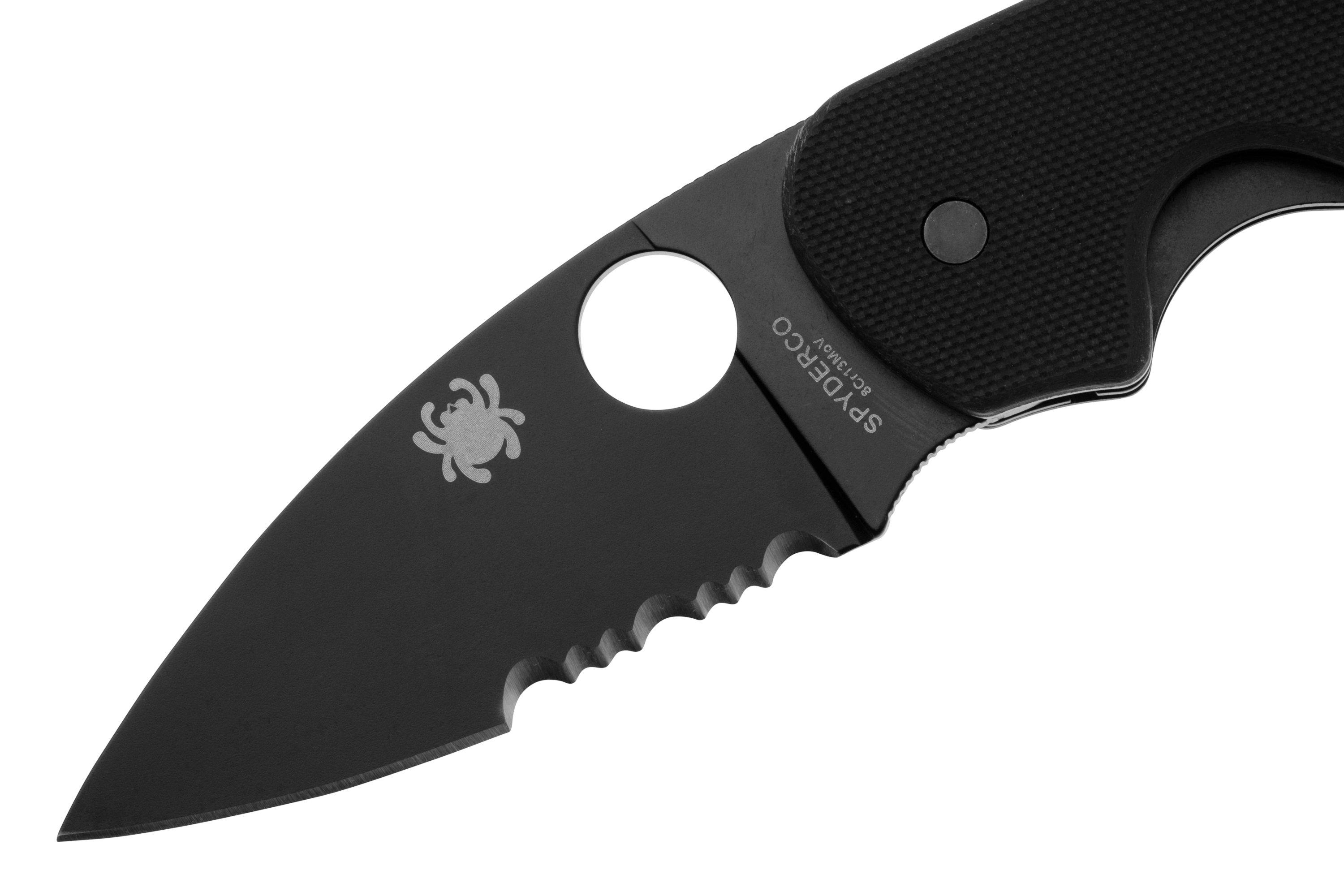 Spyderco Efficient Black C216GPSBBK Black G10, partially serrated ...