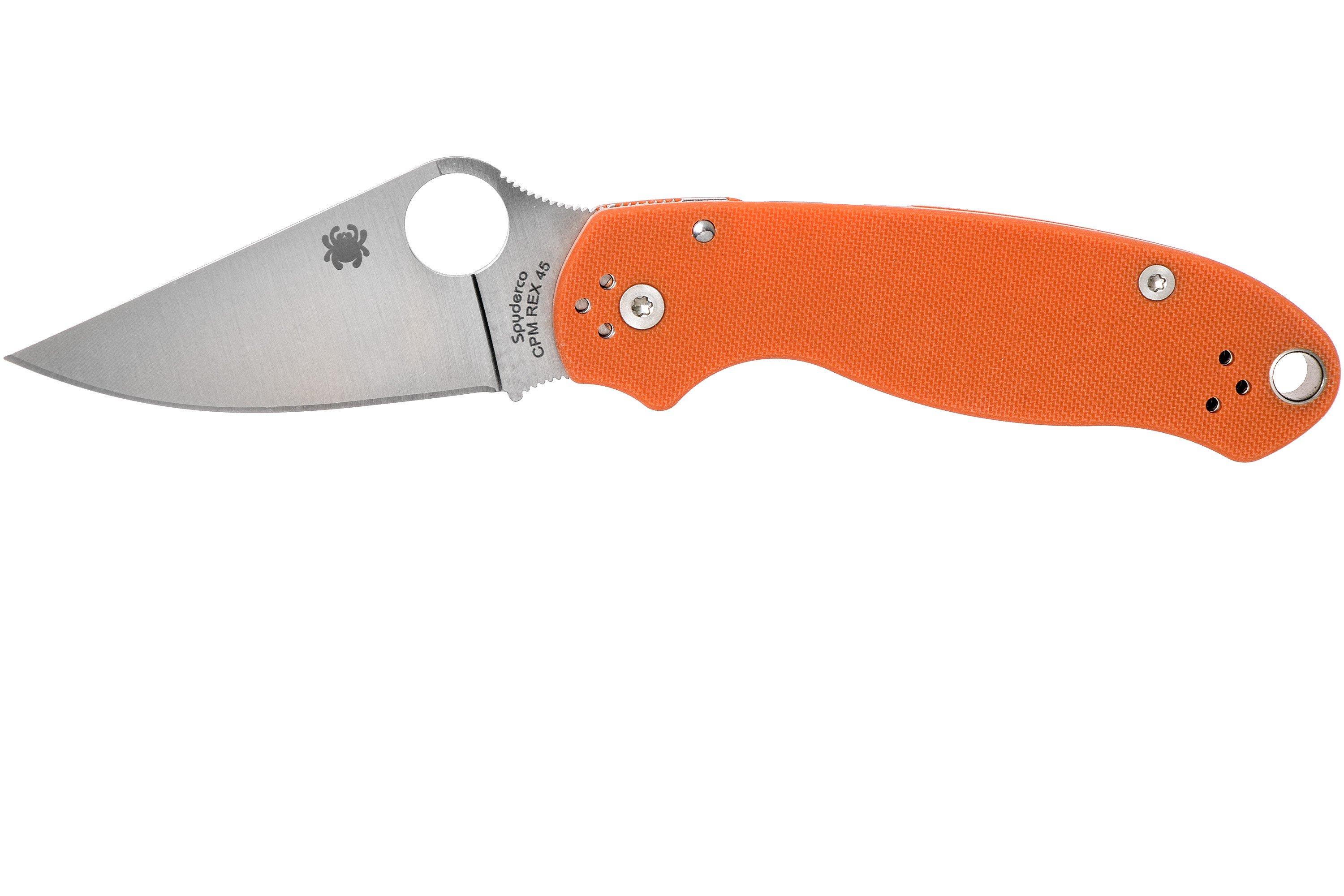 Spyderco Para 3 C223GPBORE REX45 Burn Orange Sprint Run pocket knife
