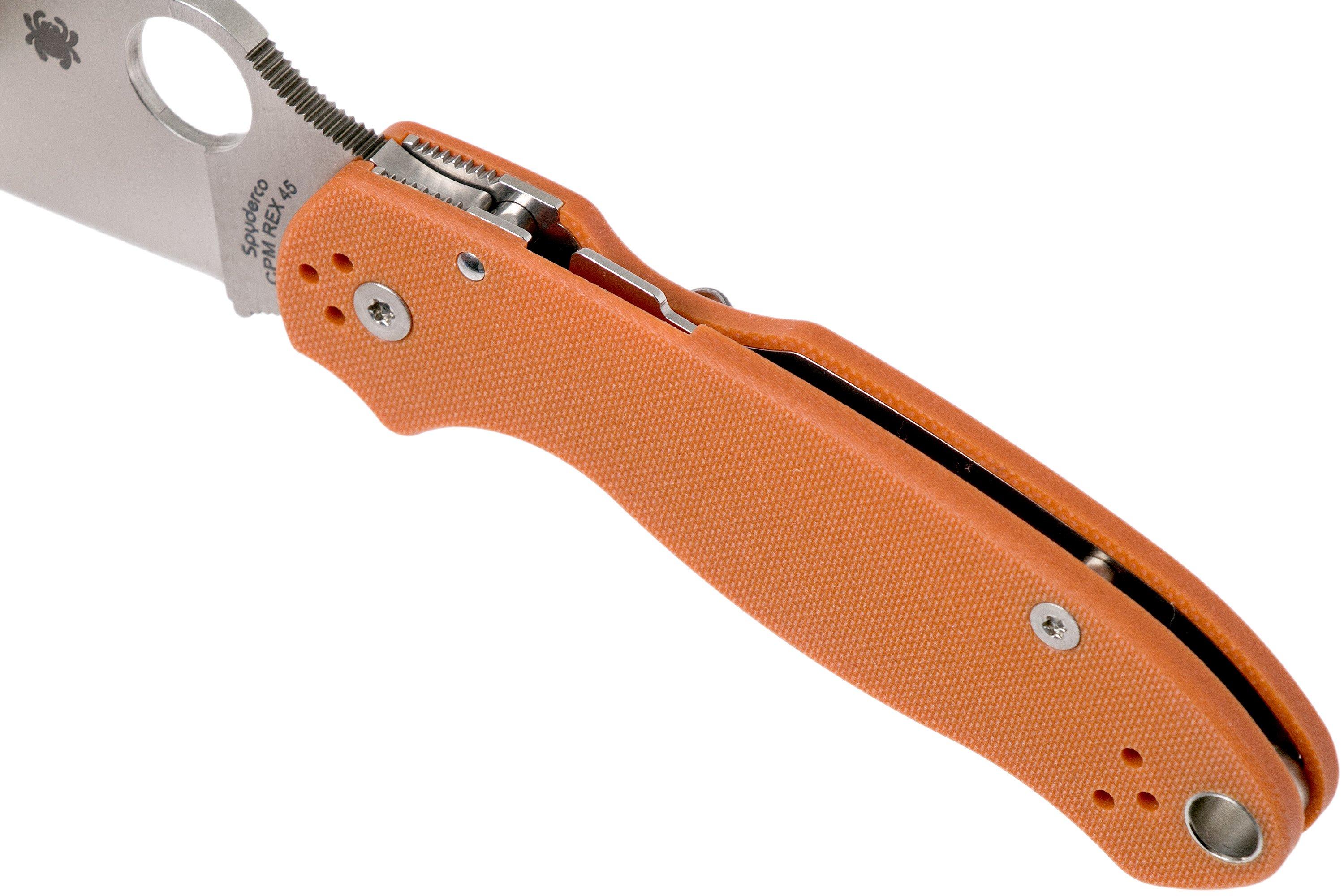 Spyderco Para 3 C223GPBORE REX45 Burn Orange Sprint Run pocket knife