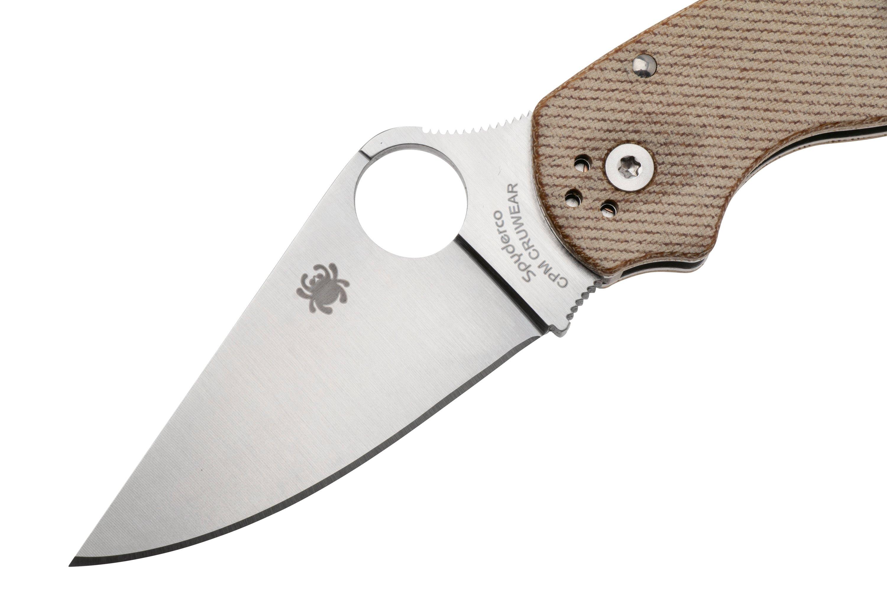 Spyderco Para 3 CPM Cru-Wear C223MPCW Brown Canvas Micarta, pocket ...