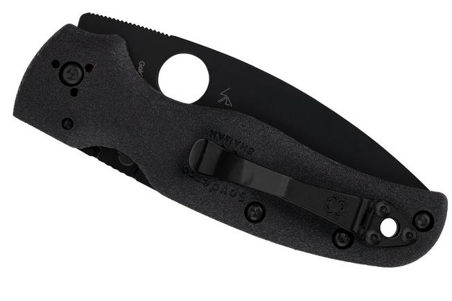 Afbeelding voor Spyderco Shaman Lightweight C229SBBK DLC CTS-BD1N, Black FRN, serrated zakmes, Sal Glesser design