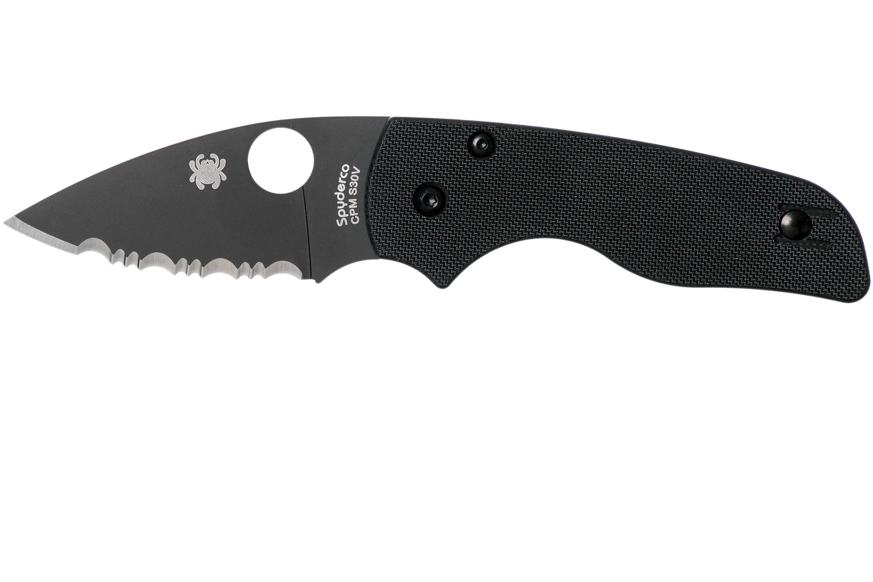 Spyderco Lil' Native Compression Lock Black C230GSBBK serrated pocket ...