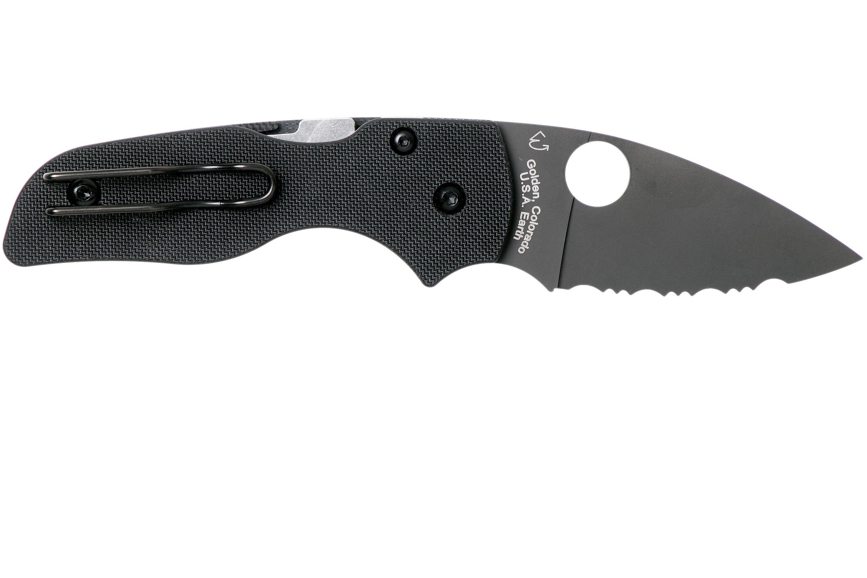 Spyderco Lil' Native Compression Lock Black C230GSBBK serrated pocket ...