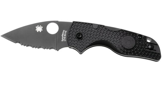 Afbeelding voor Spyderco Lil’ Native Lightweight Backlock Black DLC C230SBBK Black FRN, serrated zakmes