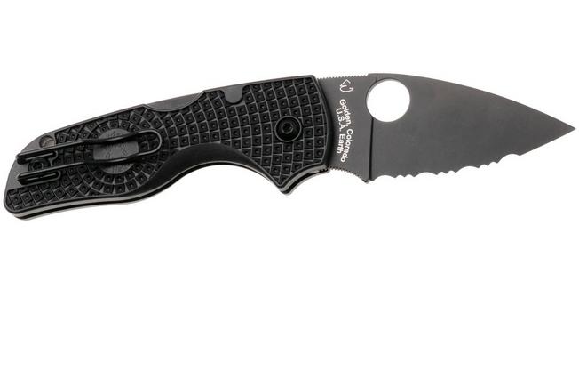 Afbeelding voor Spyderco Lil’ Native Lightweight Backlock Black DLC C230SBBK Black FRN, serrated zakmes