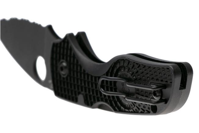 Afbeelding voor Spyderco Lil’ Native Lightweight Backlock Black DLC C230SBBK Black FRN, serrated zakmes