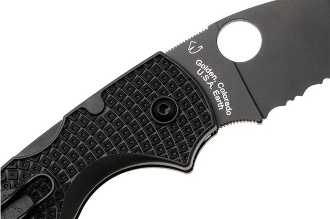 Afbeelding voor Spyderco Lil’ Native Lightweight Backlock Black DLC C230SBBK Black FRN, serrated zakmes