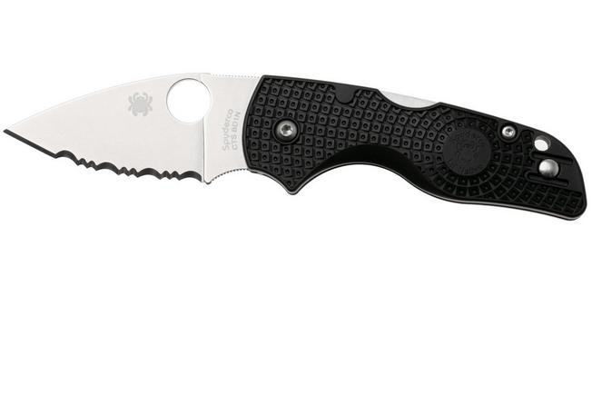 Afbeelding voor Spyderco Lil’ Native Lightweight Backlock 230SBK Black FRN, serrated zakmes