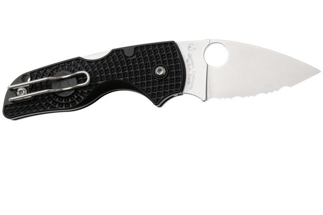 Afbeelding voor Spyderco Lil’ Native Lightweight Backlock 230SBK Black FRN, serrated zakmes