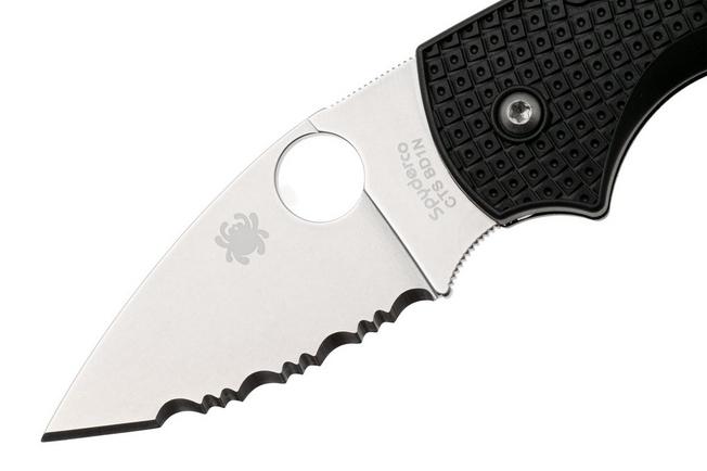 Afbeelding voor Spyderco Lil’ Native Lightweight Backlock 230SBK Black FRN, serrated zakmes