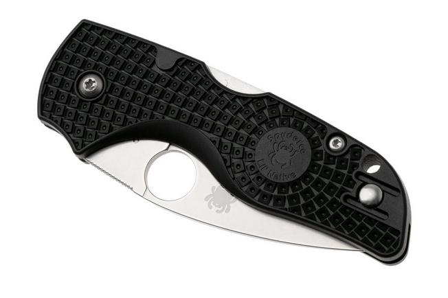 Afbeelding voor Spyderco Lil’ Native Lightweight Backlock 230SBK Black FRN, serrated zakmes