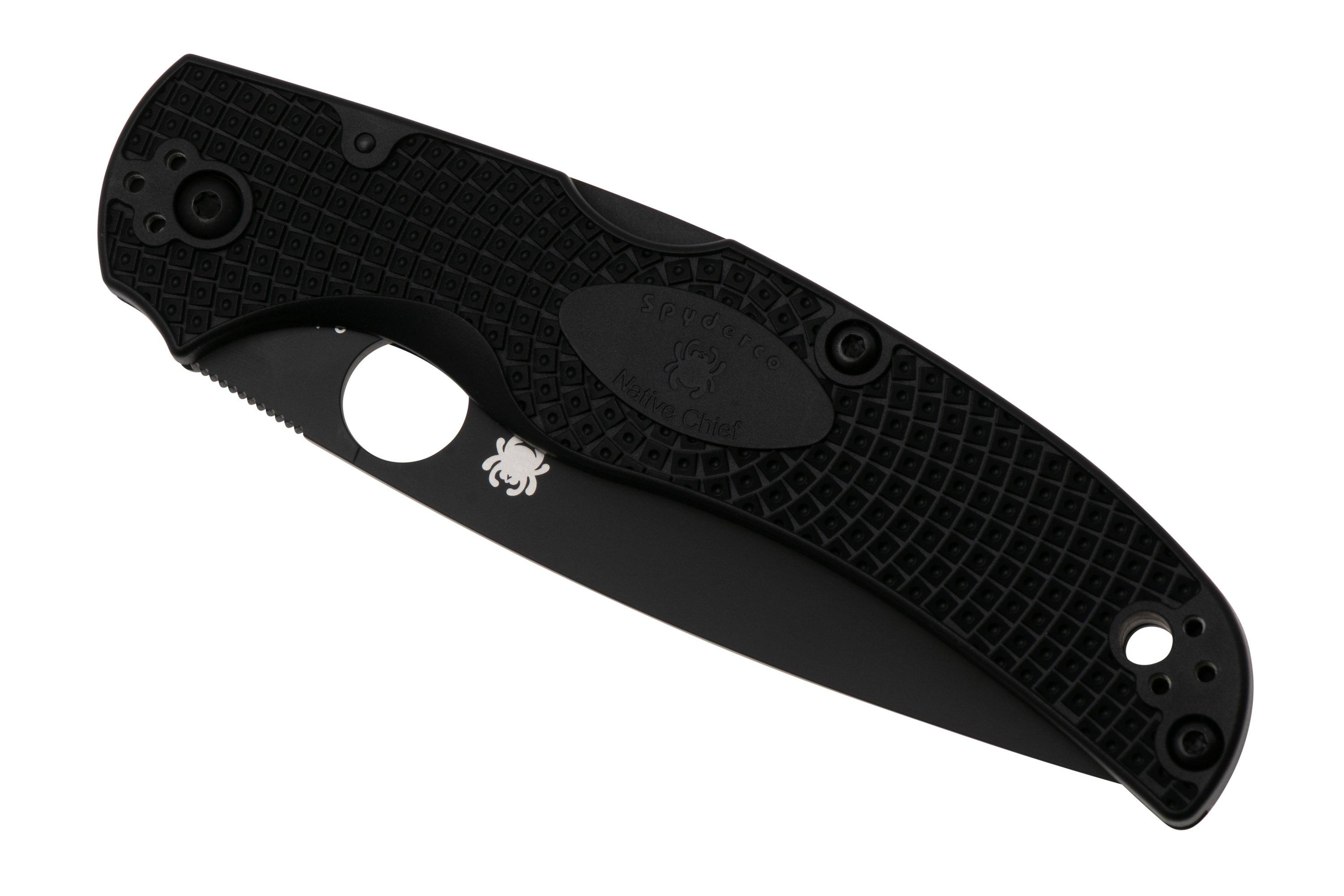 Spyderco Native Chief Lightweight Black C244SBBK serrated pocket knife ...