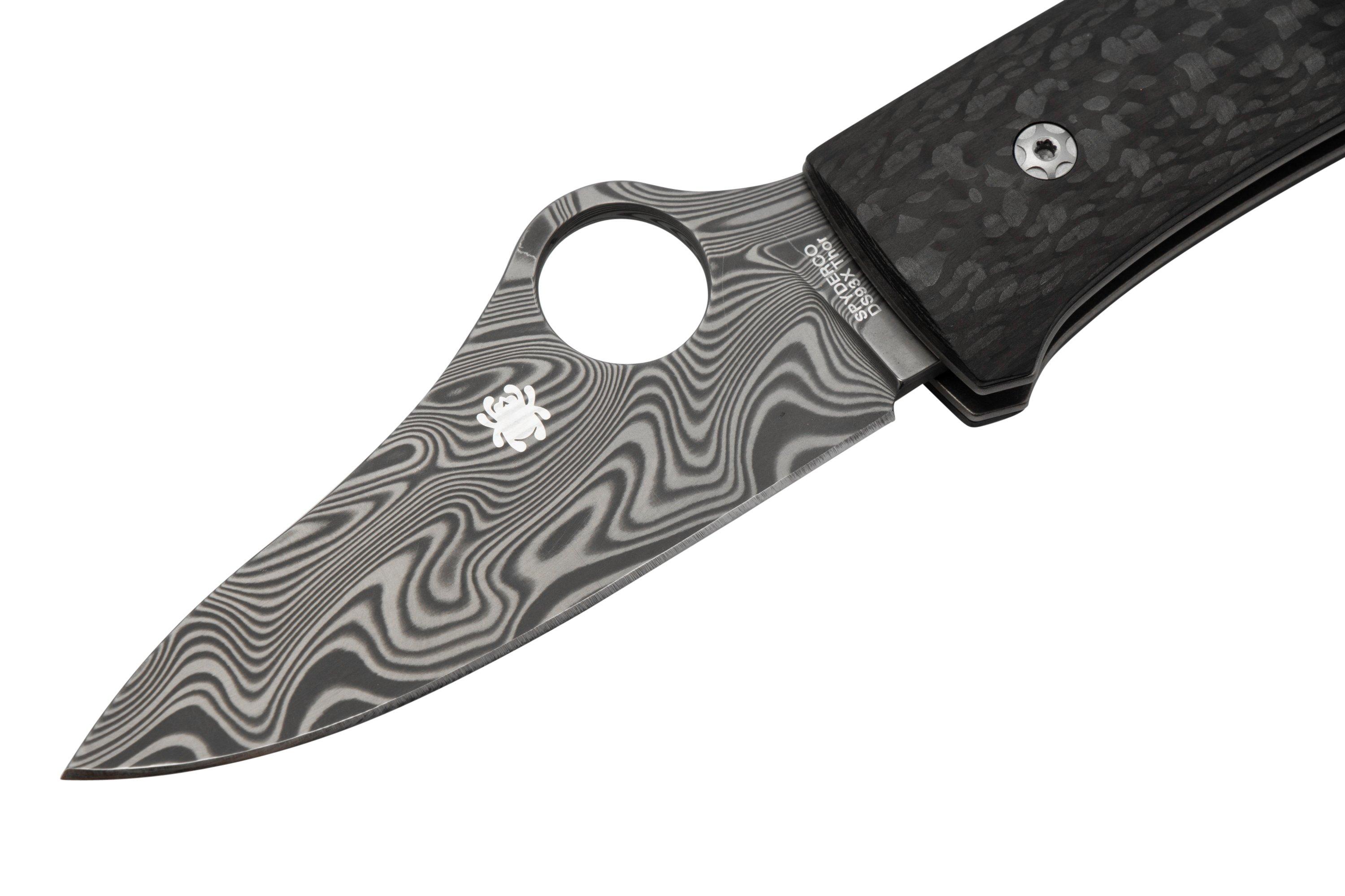 Spyderco SpyOpera C255CFPD Carbon Fiber, Damasteel, Sprint Run pocket ...