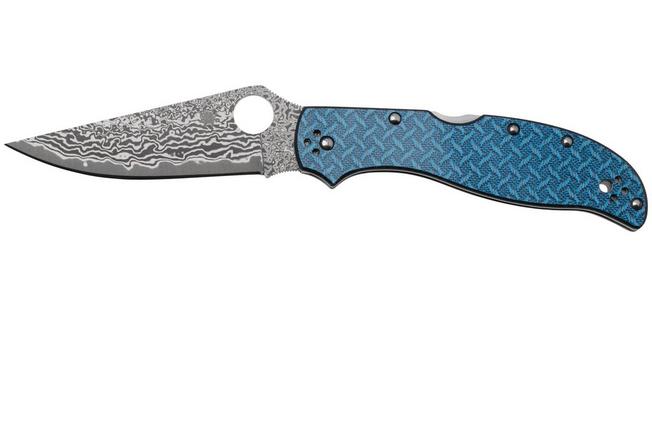 Imagen para Spyderco Stretch 2 XL C258GFBLP Damascus, Blue Nishijin Glass Fiber, Sprint Run navaja