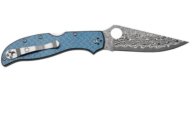 Imagen para Spyderco Stretch 2 XL C258GFBLP Damascus, Blue Nishijin Glass Fiber, Sprint Run navaja