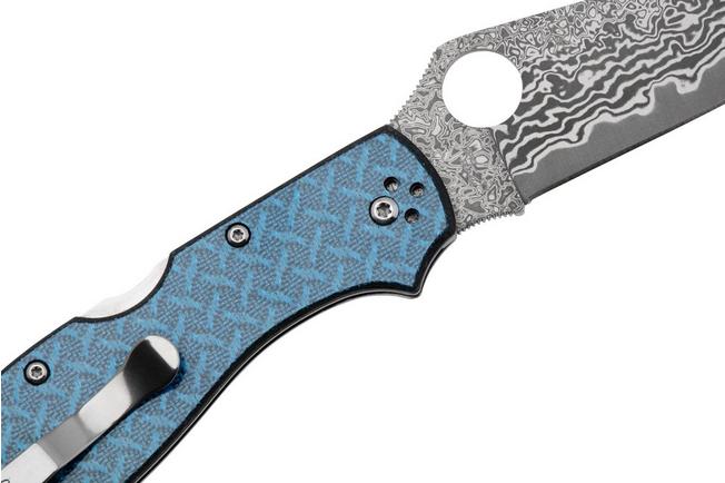 Imagen para Spyderco Stretch 2 XL C258GFBLP Damascus, Blue Nishijin Glass Fiber, Sprint Run navaja