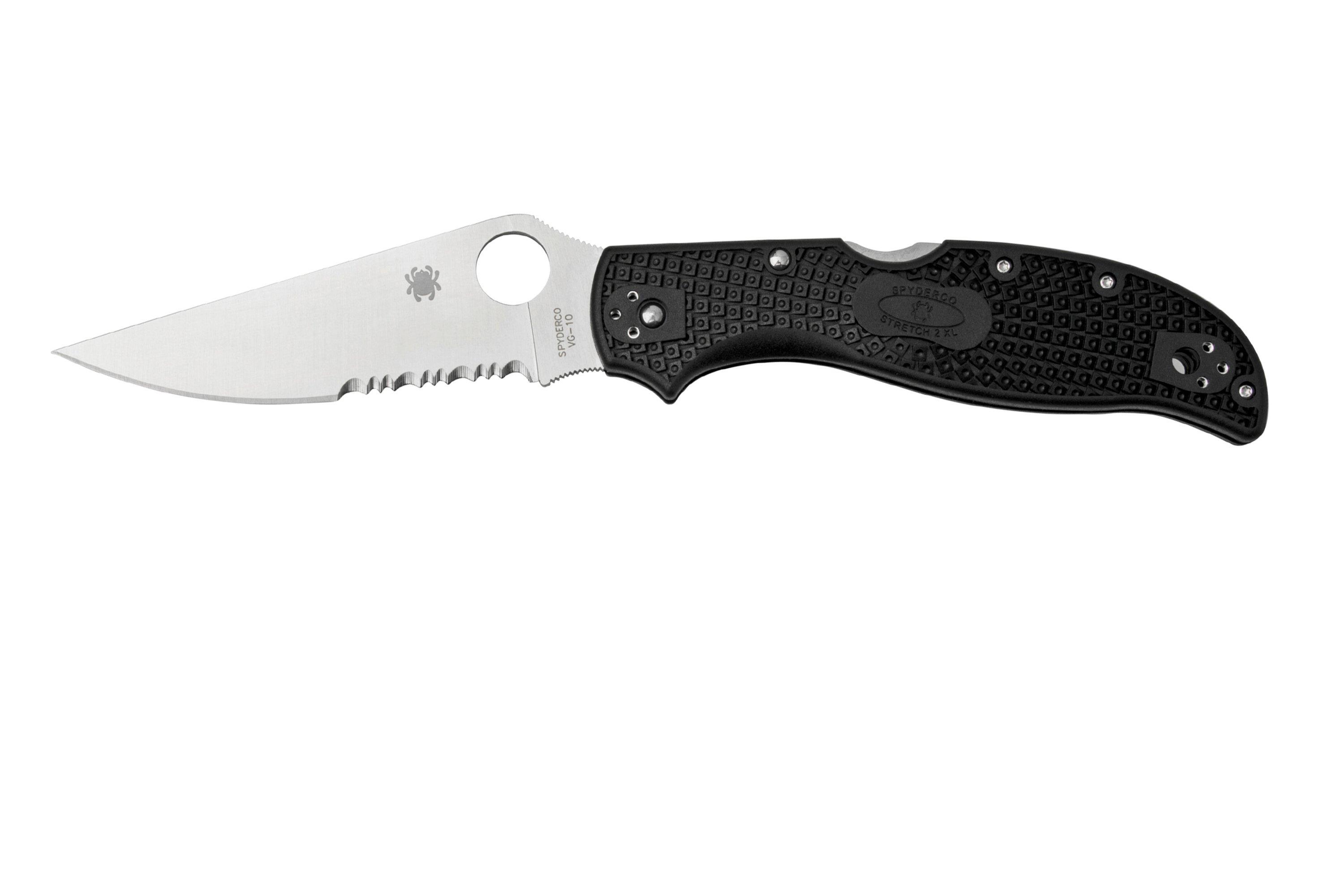 Spyderco Stretch 2 XL C258PSBK partially serrated pocket knife Advantageously shopping at