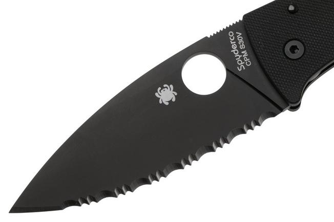 Afbeelding voor Spyderco Bodacious C263GSBK, DLC CPM S30V, Black G10 serrated zakmes, Sal Glesser design
