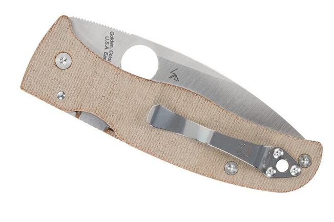 Obraz dla Nóż składany Spyderco Bodacious C263MPCW CPM Cru-Wear, Brown Canvas Micarta, projekt Sal Glesser