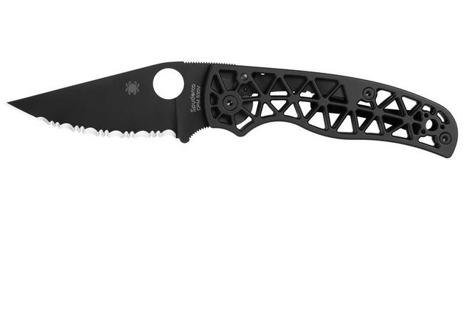 Obraz dla Nóż składany Spyderco Edgerati Black DLC C266BKALBKS Aluminum, CPM S30V, ząbkowany, projekt Sal Glesser