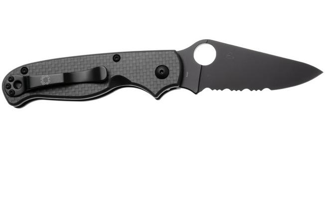 Afbeelding voor Spyderco ButtonUp C275CFPSBK, Black Oxide 8Cr13MoV, Black Laminated G10/Carbon Fiber, partially serrated zakmes, Eric Glesser design