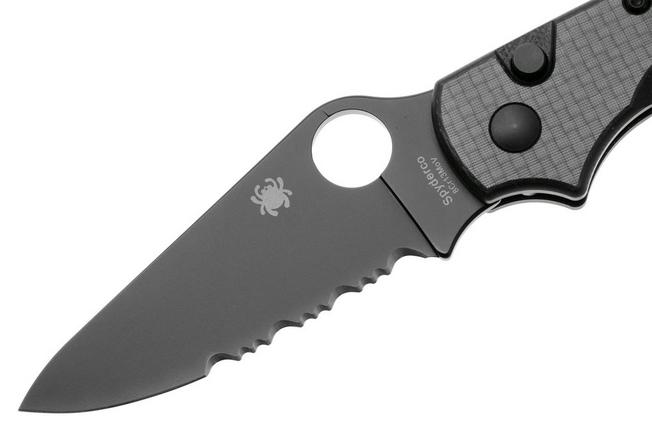 Afbeelding voor Spyderco ButtonUp C275CFPSBK, Black Oxide 8Cr13MoV, Black Laminated G10/Carbon Fiber, partially serrated zakmes, Eric Glesser design