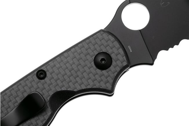 Afbeelding voor Spyderco ButtonUp C275CFPSBK, Black Oxide 8Cr13MoV, Black Laminated G10/Carbon Fiber, partially serrated zakmes, Eric Glesser design