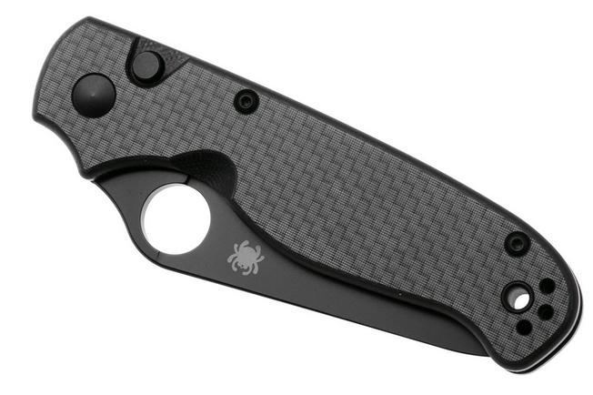 Afbeelding voor Spyderco ButtonUp C275CFPSBK, Black Oxide 8Cr13MoV, Black Laminated G10/Carbon Fiber, partially serrated zakmes, Eric Glesser design