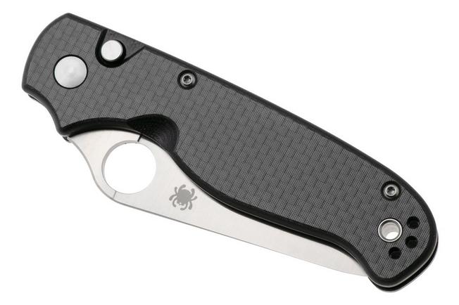 Afbeelding voor Spyderco ButtonUp C275CFPS, Satin 8Cr13MoV, Black Laminated G10/Carbon Fiber, serrated zakmes, Eric Glesser design