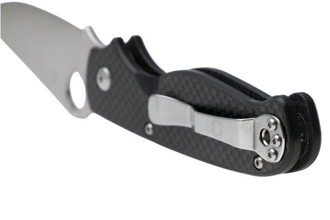 Afbeelding voor Spyderco ButtonUp C275CFP, Satin 8Cr13MoV, Black Laminated G10/Carbon Fiber zakmes, Eric Glesser design
